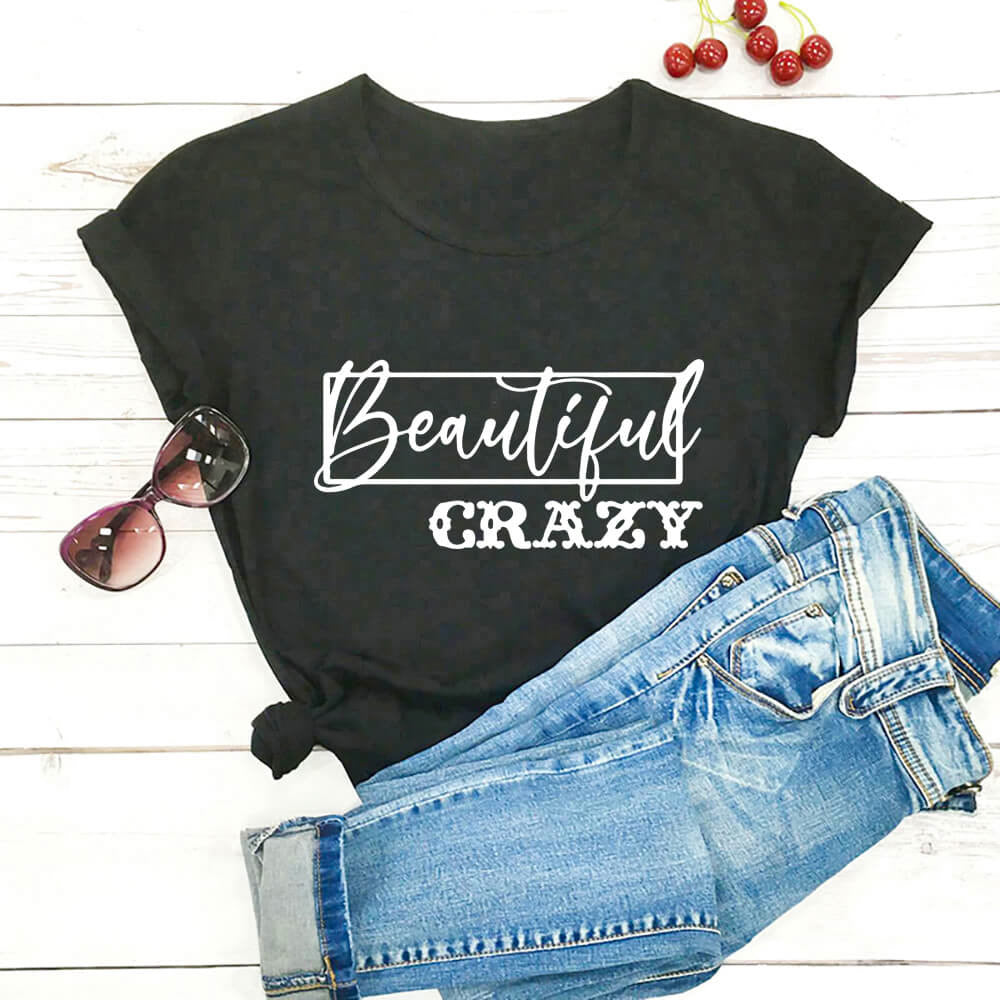 Beautiful Crazy Print Women Tshirt Women's Funny Summer Casual Short Sleeve Top Girls Weekend Shirt Holiday Tee