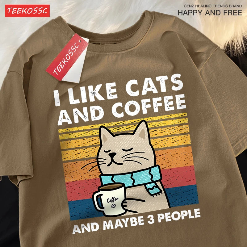 “I Like Cats, Coffee, and Maybe 3 People” Tee