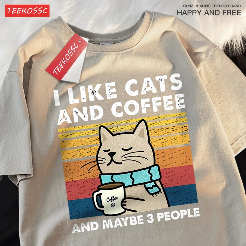 “I Like Cats, Coffee, and Maybe 3 People” Tee