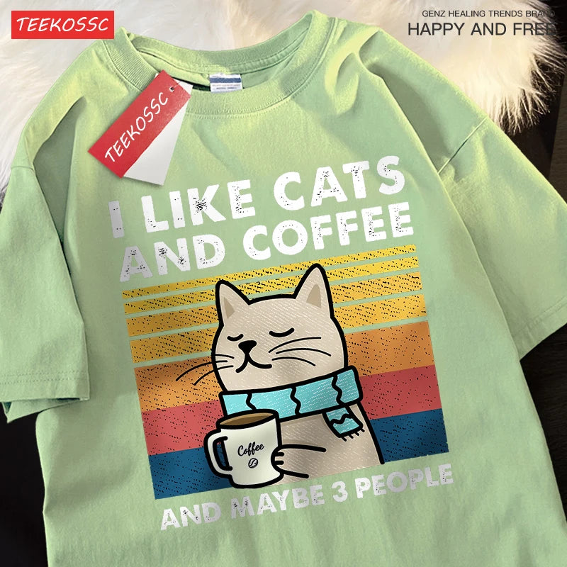 “I Like Cats, Coffee, and Maybe 3 People” Tee