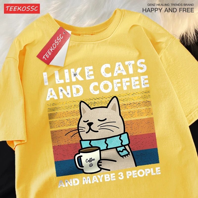 “I Like Cats, Coffee, and Maybe 3 People” Tee