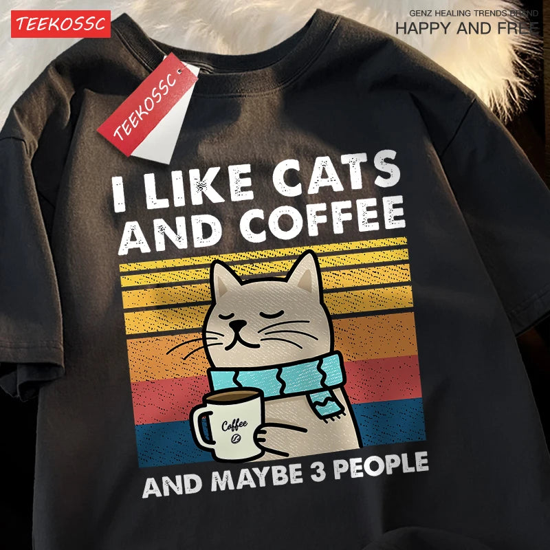 “I Like Cats, Coffee, and Maybe 3 People” Tee